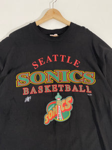 Vintage Seattle Super Sonics  Black T-Shirt Sz 2XL
