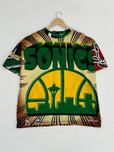 Vintage 1990's Seattle Super Sonics "A.O.P. Magic Johnson Tees" T-Shirt Sz. L