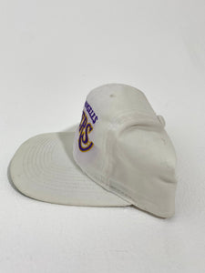 Vintage 1990's White Los Angeles Lakers Sports Specialties  'Script' Twill Snapback Hat