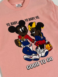 Vintage Pink Mickey Mouse / Disney "Yo Baby, Yo Baby, Yo!" T-Shirt Sz. L