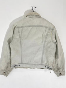 Vintage 1980's Faded Cream Levi Strauss Denim Sherpa Jacket Sz. 44R (L)