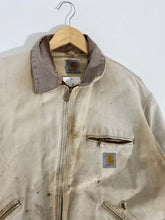 Vintage 1990's Distressed Cream CARHARTT Detroit Jacket Sz. L