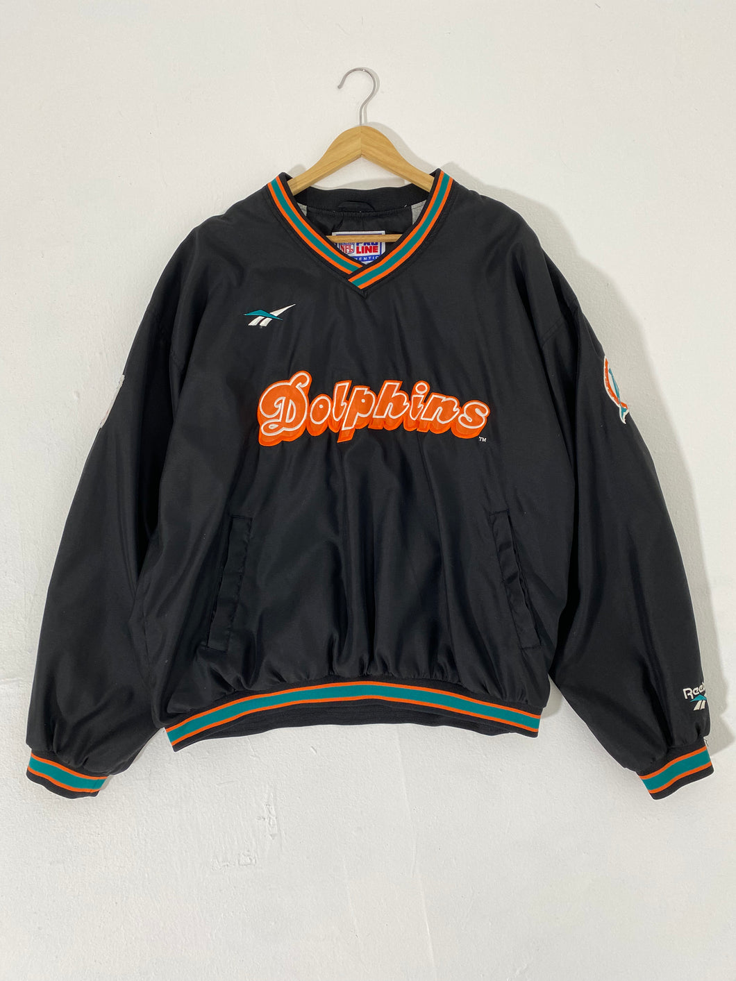 Vintage 1990's Black Miami Dolphin Pullover Windbreaker Sz. XL