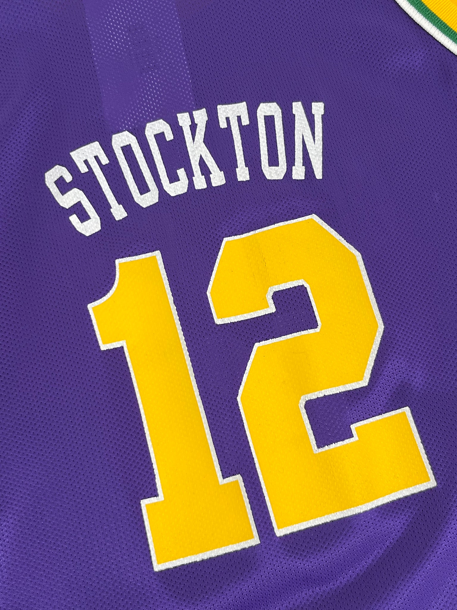 Wholesale Vintage Jazz No. 12 STOCKTON Purple jersey high quality  embroidered mesh speed dry basketball jersey From m.