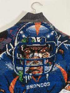 Vintage Custom Y2K Denver Broncos Tapestry/Denim Jacket Sz. L