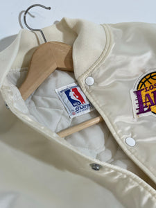 Vintage 1980's White Los Angeles Lakers Satin Starter Jacket Sz. XL