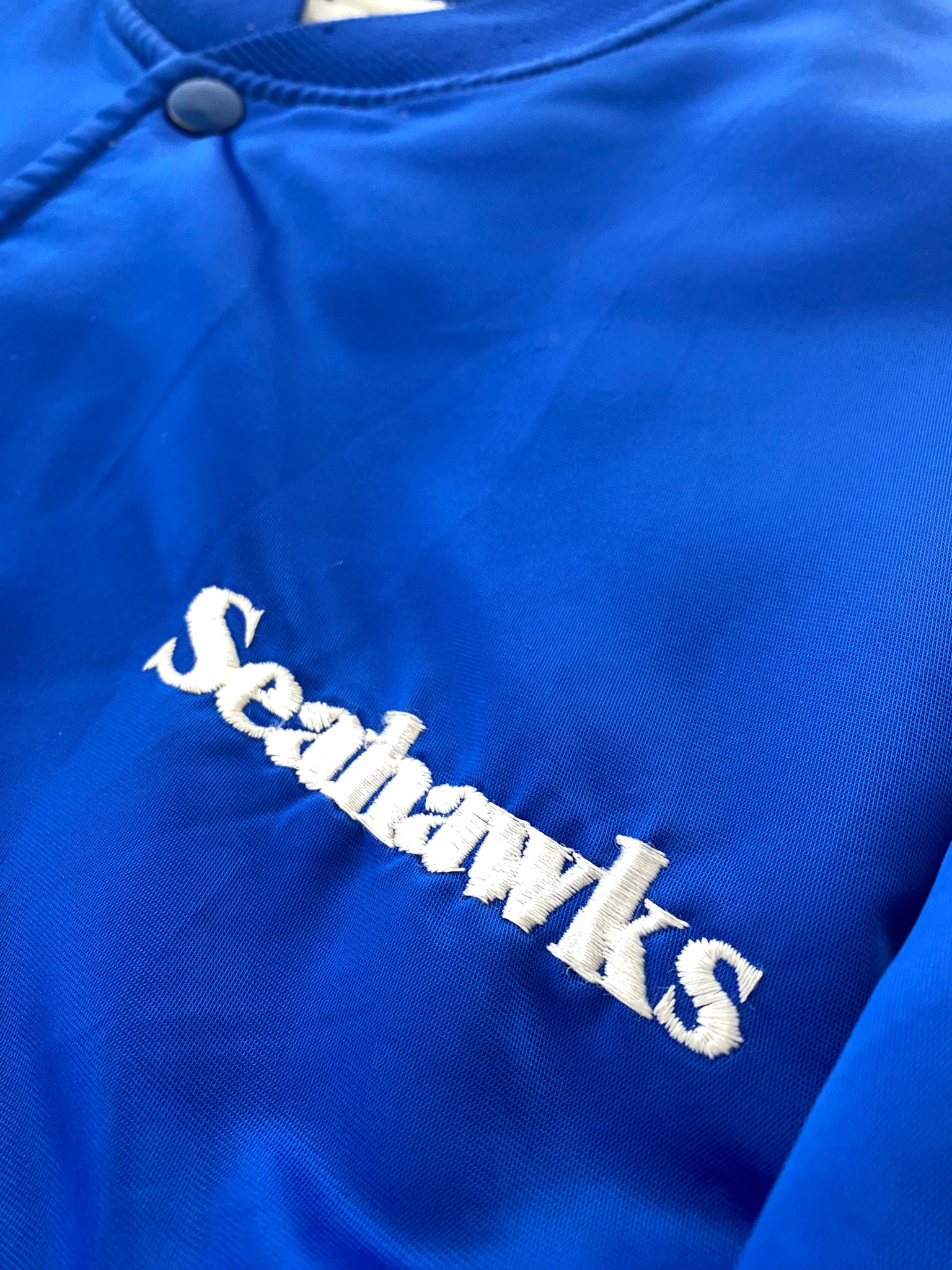 Seattle Seahawks Royal Throwback Classic Satin Jacket, X-Large