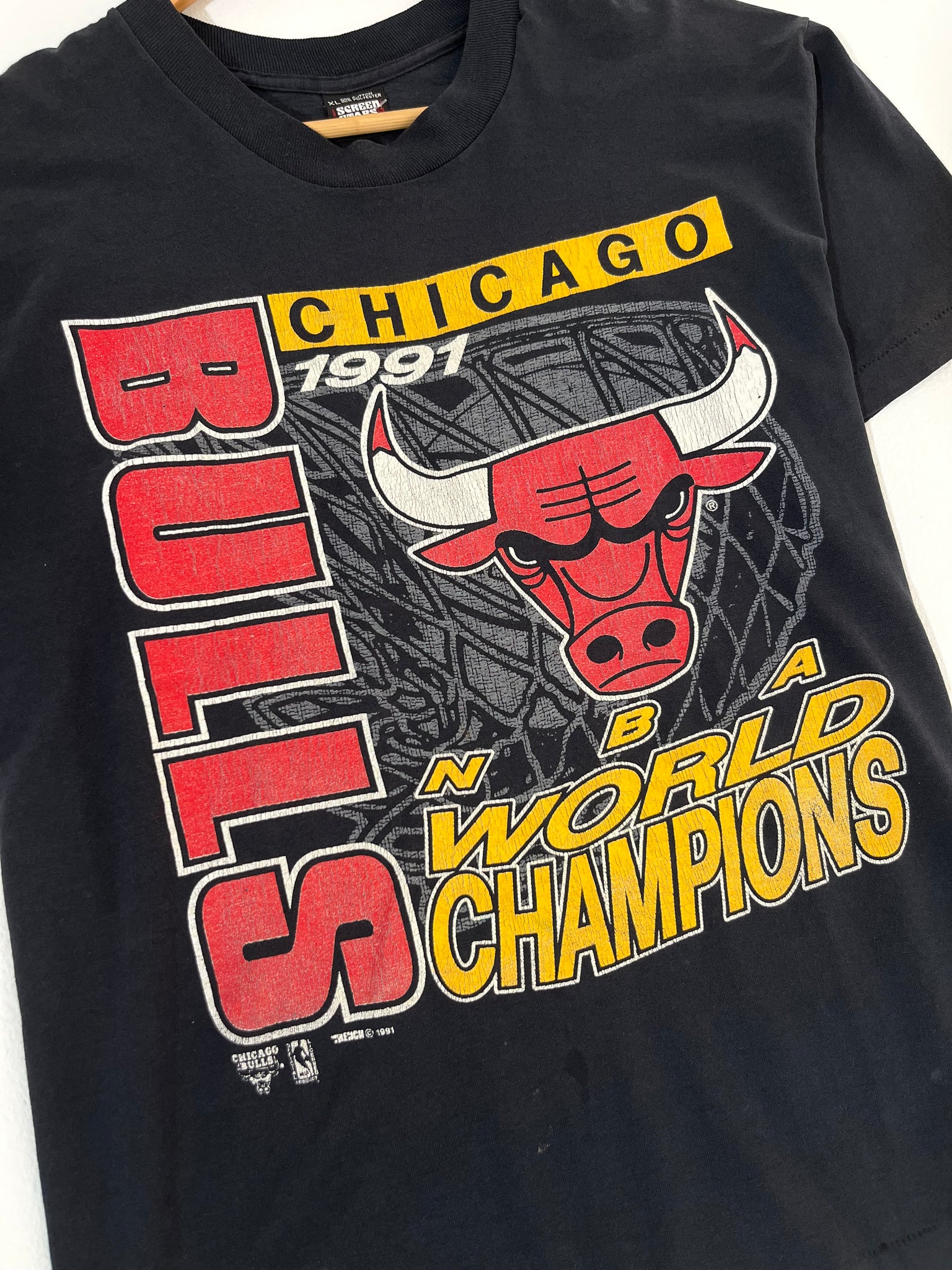 Chicago Bulls Men's 1991 NBA World Champs Caricature T-Shirt XL  Excellent Cond