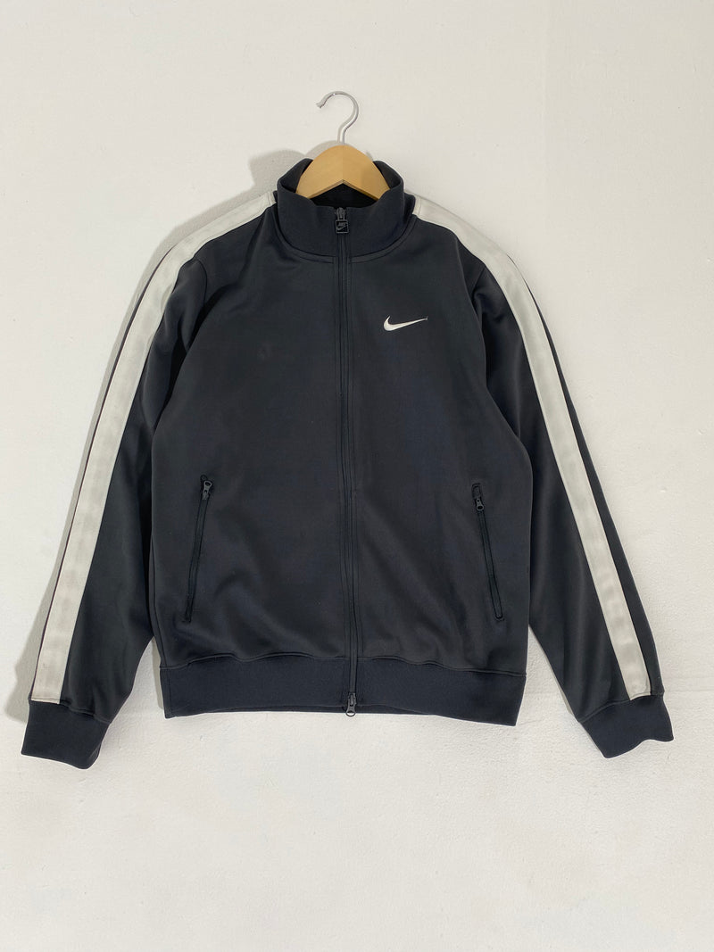 Vintage Nike Fleece Lined Track Jacket Black White Striped