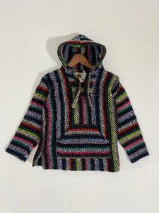Vintage 1990's Rainbow Hooded Baja/Poncho Jacket Sz. S
