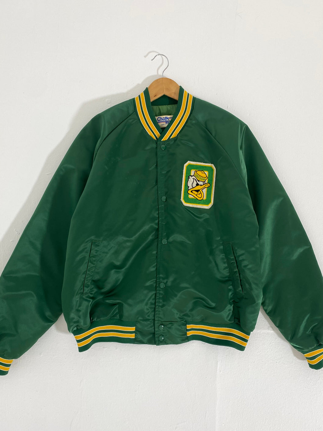 Vintage 1990’s Oregon Ducks CHALK LINE Satin Jacket Sz. XL