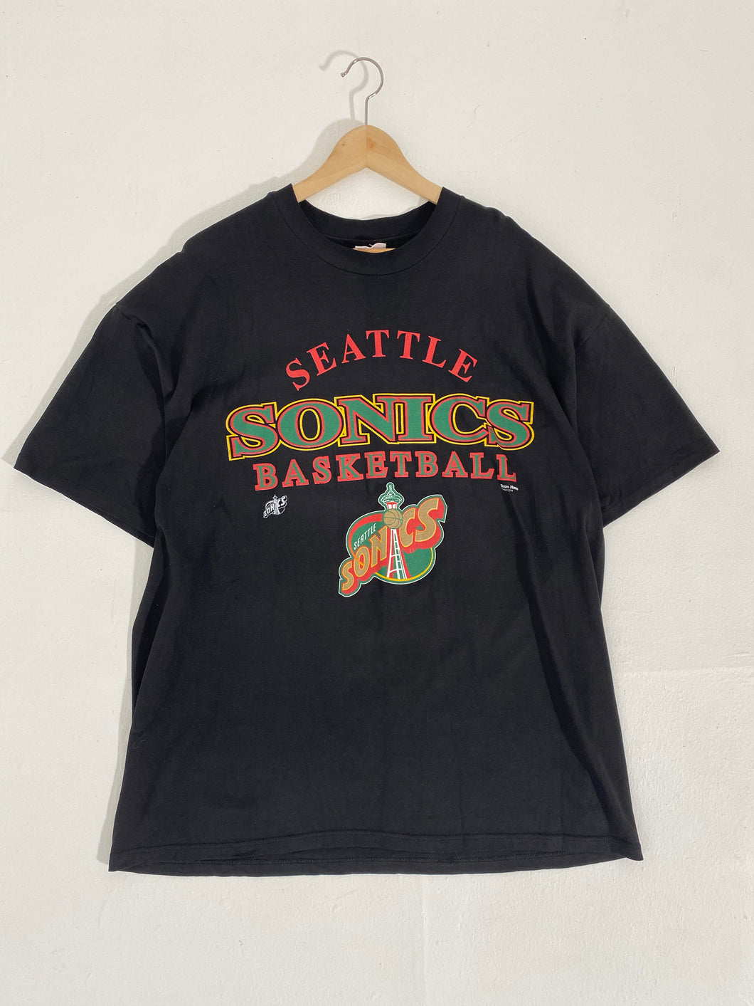 Vintage Seattle Super Sonics  Black T-Shirt Sz 2XL