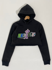Maestro Women's Black "Rep Seattle" Extra Cropped Hoodie