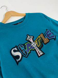 Women's Maestro "Rep Seattle" Teal Cropped Crewneck