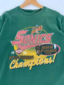 Vintage Seattle Super Sonics "1996 Western Conference Champs" T-Shirt Sz. L