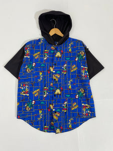 Vintage 1990's Looney Tunes Button-Up Hoodie Sz. L