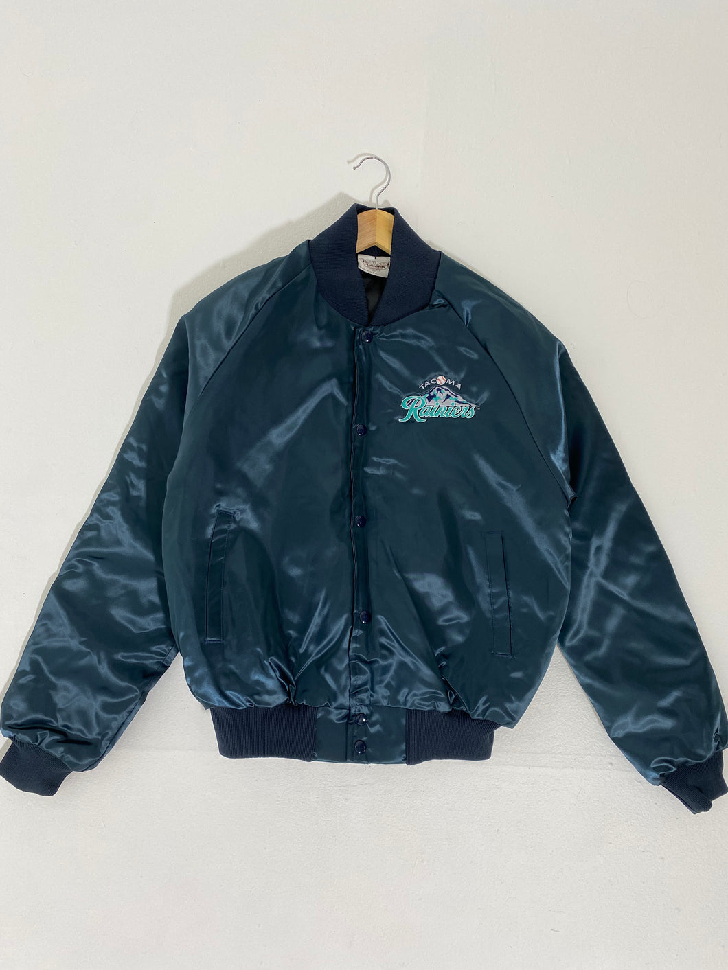 Vintage 1990's Tacoma Rainiers Satin Bomber Jacket Sz. M