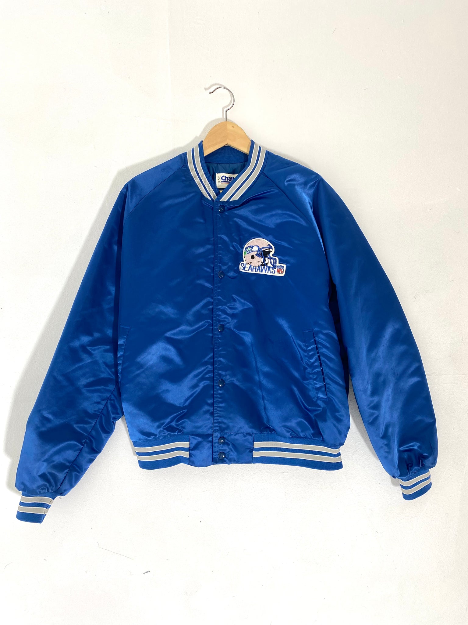 Bomber Seattle Seahawks 80s Blue Satin Jacket