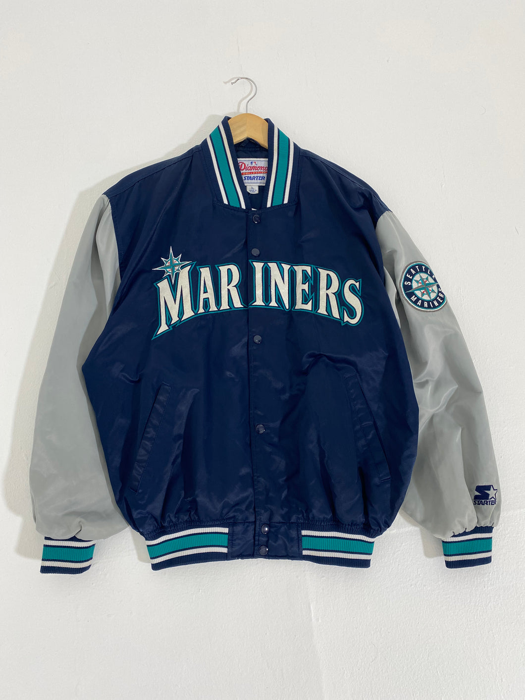 Vintage 1990's Seattle Mariners 2-Tone STARTER Satin Jacket Sz. L