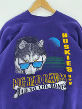 Vintage 1990's Washington Huskies "Bad to the Bone" Crewneck Sz. L