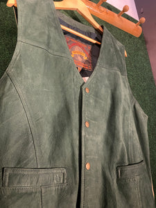 Vintage Green Leather Vest