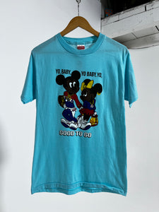 Vintage Blue Bootleg Mickey & Minnie "Good To Go" T-Shirt Sz. L