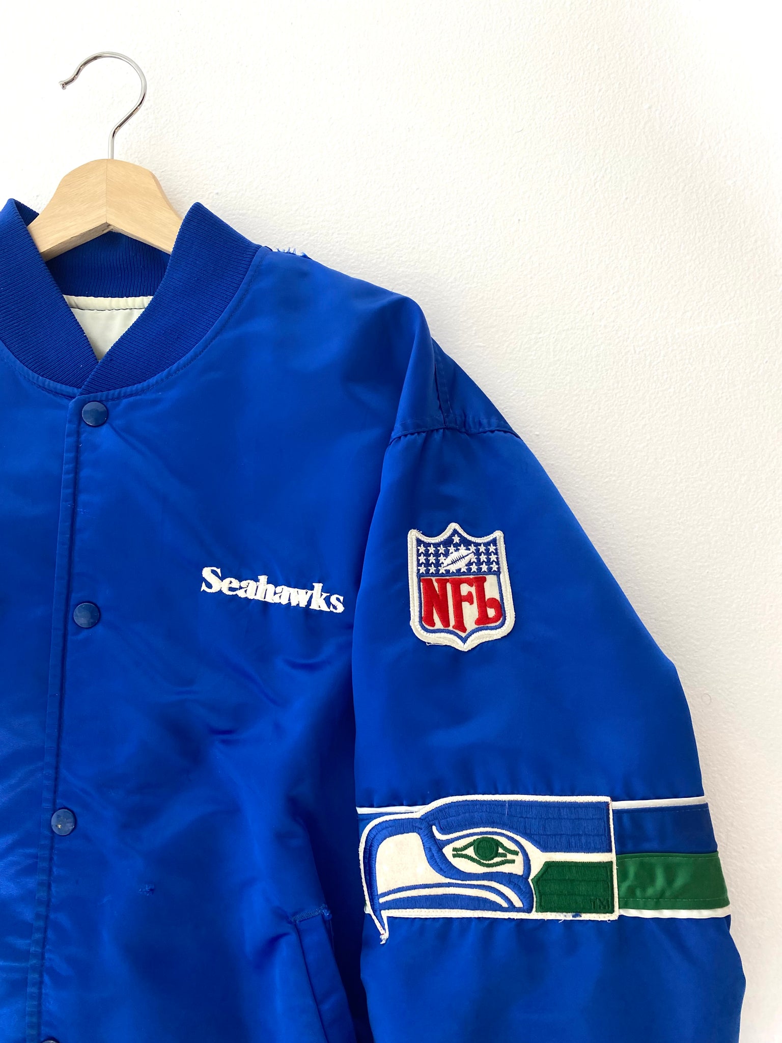 Vintage Seattle Seahawks NFL Satin bomber jacket. Made in the USA