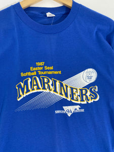 Vintage 1987 Seattle Mariners "Easter Seals Softball Tournament" T-Shirt Sz. L