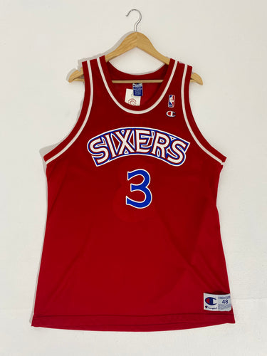 Vintage 90s Champion Philadelphia 76ers Allen Iverson Jersey Sz 40