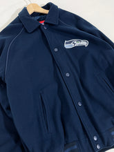 Vintage Seattle Seahawks All Navy Varsity Jacket Sz. L
