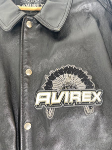 Vintage 1990's RARE Black Leather Avirex Jacket Sz. 4XL